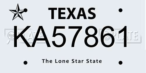KA57861 Texas License Plate