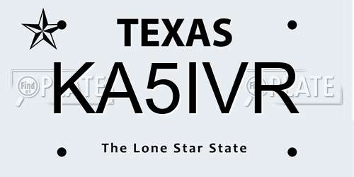 KA5IVR Texas License Plate