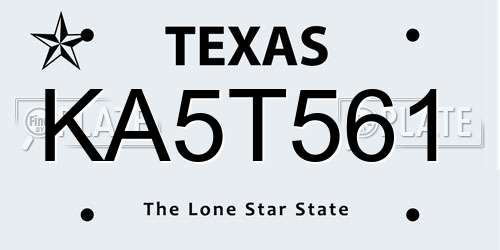 KA5T561 Texas License Plate