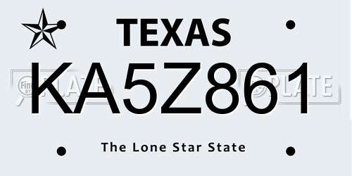 KA5Z861 Texas License Plate