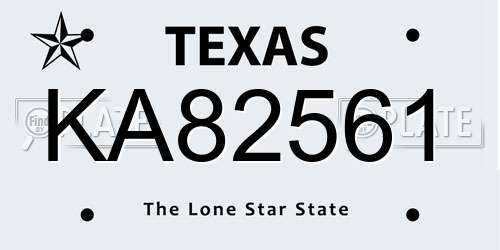 KA82561 Texas License Plate