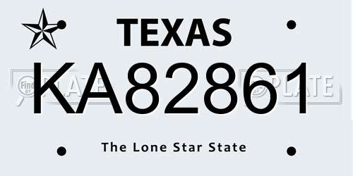 KA82861 Texas License Plate