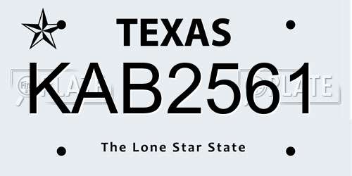 KAB2561 Texas License Plate