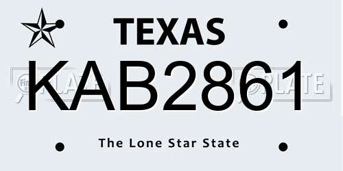 KAB2861 Texas License Plate