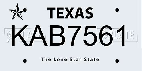 KAB7561 Texas License Plate