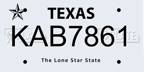 KAB7861 Texas License Plate