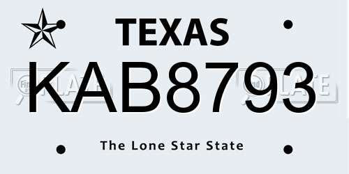 KAB8793 Texas License Plate