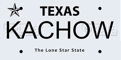 KACHOW Texas License Plate