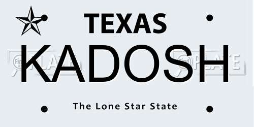 KADOSH Texas License Plate