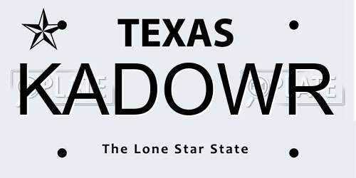 KADOWR Texas License Plate
