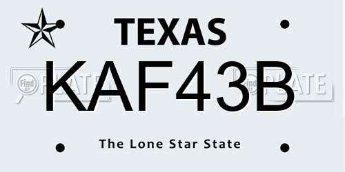 KAF43B Texas License Plate