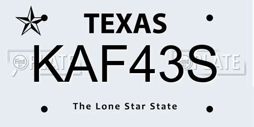 KAF43S Texas License Plate