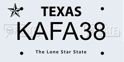 KAFA38 Texas License Plate