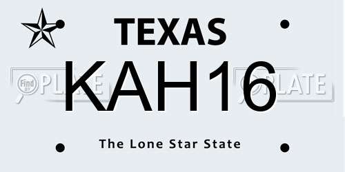 KAH16 Texas License Plate