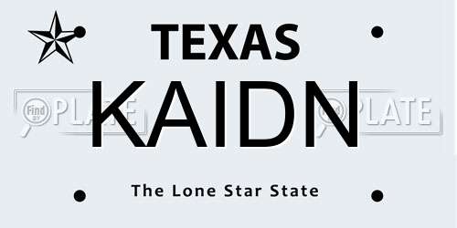 KAIDN Texas License Plate