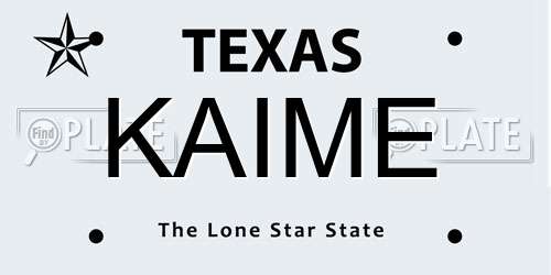KAIME Texas License Plate
