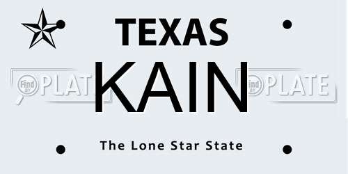 KAIN Texas License Plate