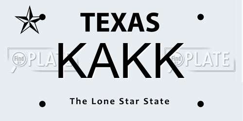 KAKK Texas License Plate