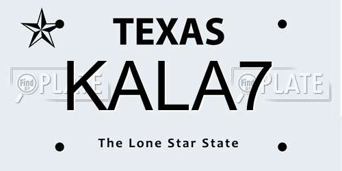 KALA7 Texas License Plate