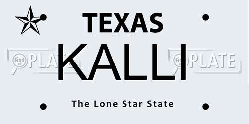 KALLI Texas License Plate