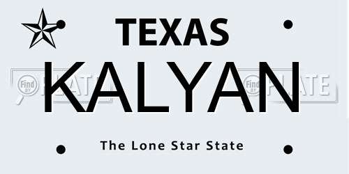 KALYAN Texas License Plate