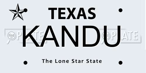KANDU Texas License Plate