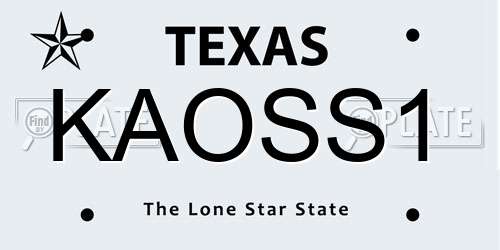 KAOSS1 Texas License Plate