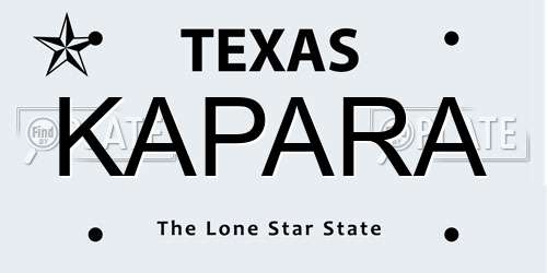 KAPARA Texas License Plate