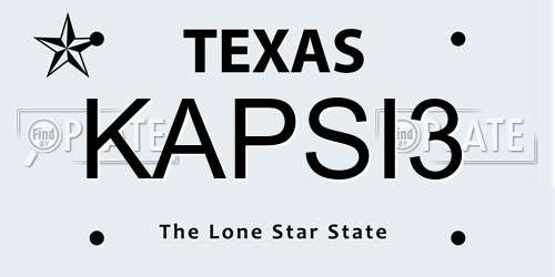 KAPSI3 Texas License Plate