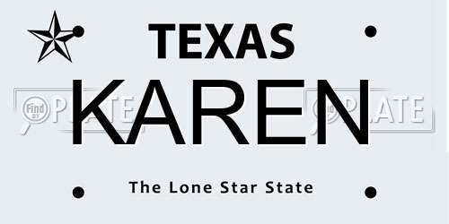 KAREN Texas License Plate