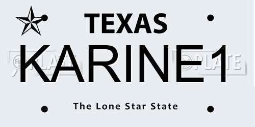 KARINE1 Texas License Plate