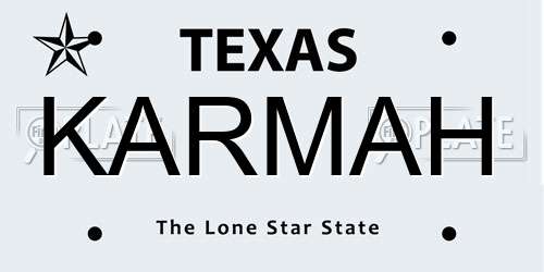 KARMAH Texas License Plate