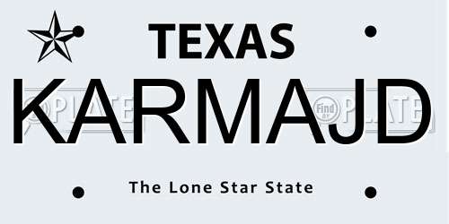KARMAJD Texas License Plate