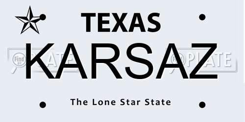 KARSAZ Texas License Plate
