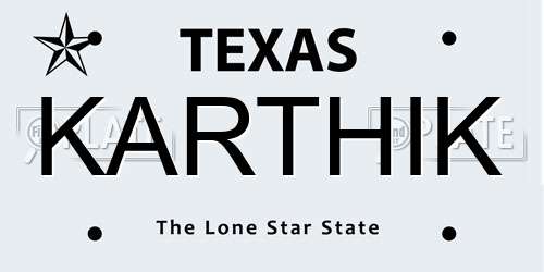 KARTHIK Texas License Plate