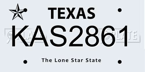 KAS2861 Texas License Plate