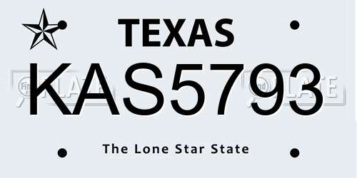 KAS5793 Texas License Plate
