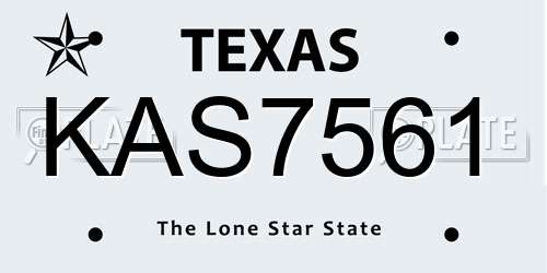 KAS7561 Texas License Plate