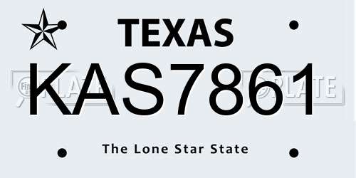KAS7861 Texas License Plate
