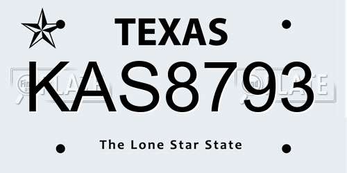 KAS8793 Texas License Plate