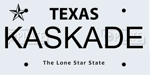 KASKADE Texas License Plate