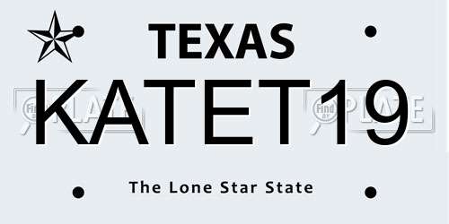 KATET19 Texas License Plate