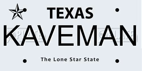 KAVEMAN Texas License Plate