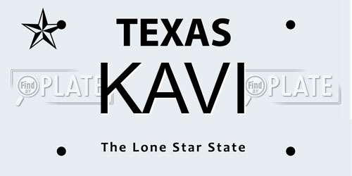 KAVI Texas License Plate