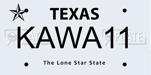 KAWA11 Texas License Plate