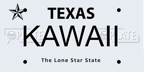 KAWAII Texas License Plate