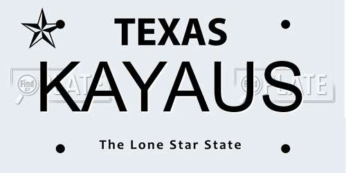 KAYAUS Texas License Plate