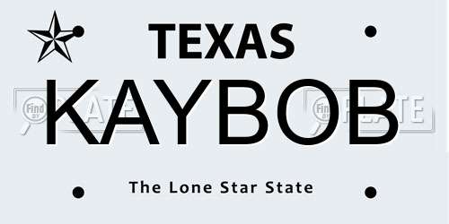KAYBOB Texas License Plate