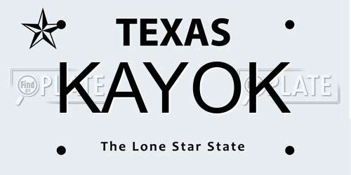 KAYOK Texas License Plate