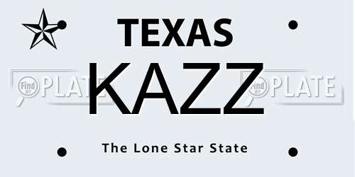 KAZZ Texas License Plate